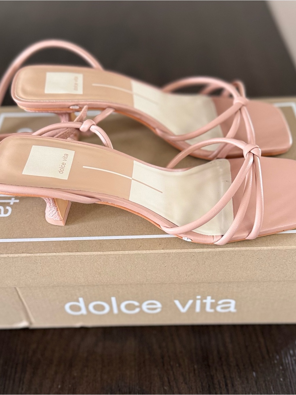 Dolce Vita Blush Pink Strappy Square-Toe Ankle-Tie Sandals - Picture 5 of 5